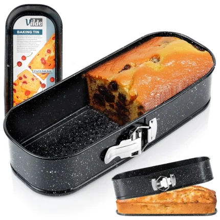 Tava de copt cu margini detasabile pentru chec cu acoperire din granit 31x12,5x6,5 cm